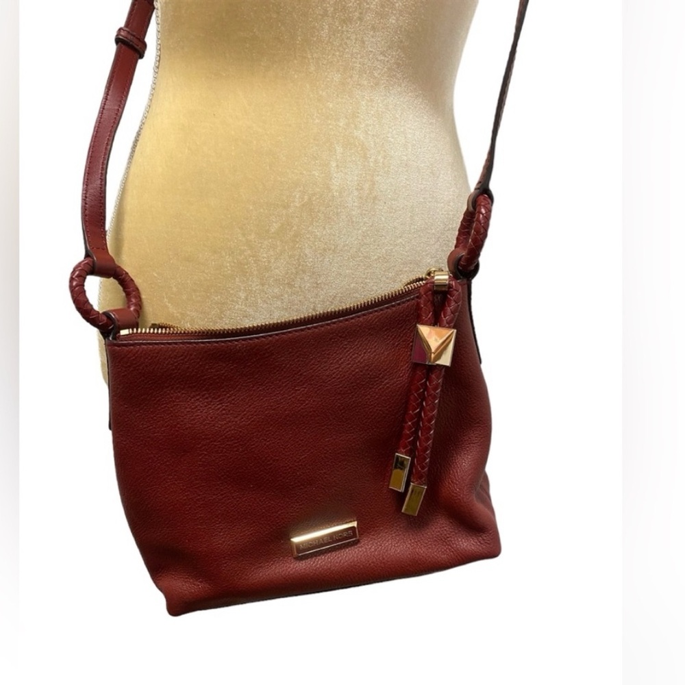 Michael Kors Red Leather Crossbody Bag with Gold Hardware